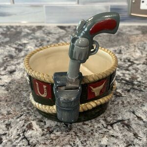 Vintage Sonoma Happy Trails Dish with Spread Knife in Holster excellent cond